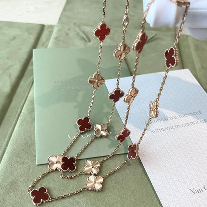 [ゲイル]クローバー 20モチーフ レーザーカーネリアンネックレス