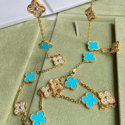 [GALE]CLOVER 20 MOTIFS TÜRKIS DIAMANT-KETTE