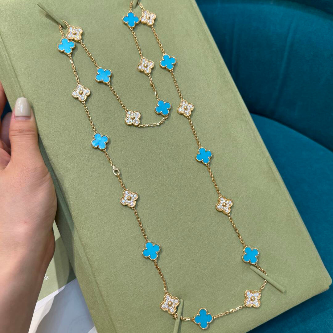 [GALE]CLOVER 20 MOTIFS TÜRKIS DIAMANT-KETTE