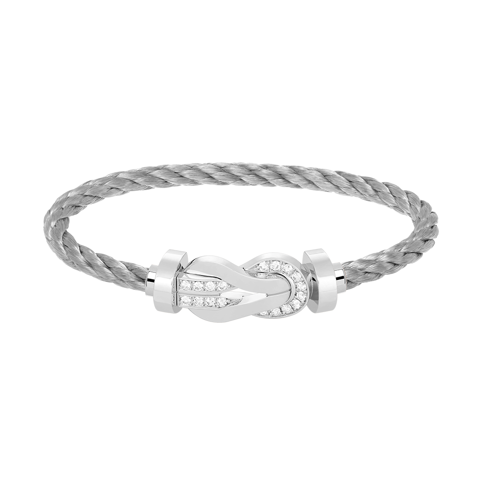 [GALE]CHANCE Großes Armband mit 8-stelliger Schnalle und Halbdiamanten, Silber