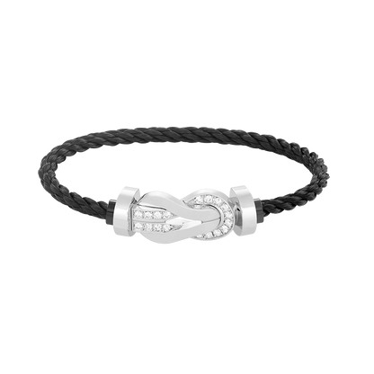 [GALE]CHANCE Großes Armband mit 8-stelliger Schnalle und Halbdiamanten, Silber