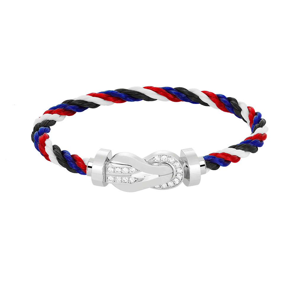 [GALE]CHANCE Großes Armband mit 8-stelliger Schnalle und Halbdiamanten, Silber