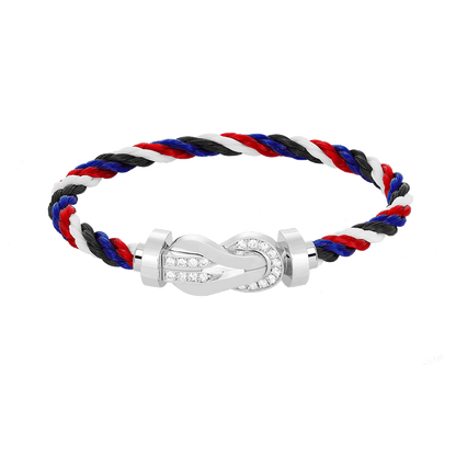 [GALE]CHANCE Großes Armband mit 8-stelliger Schnalle und Halbdiamanten, Silber