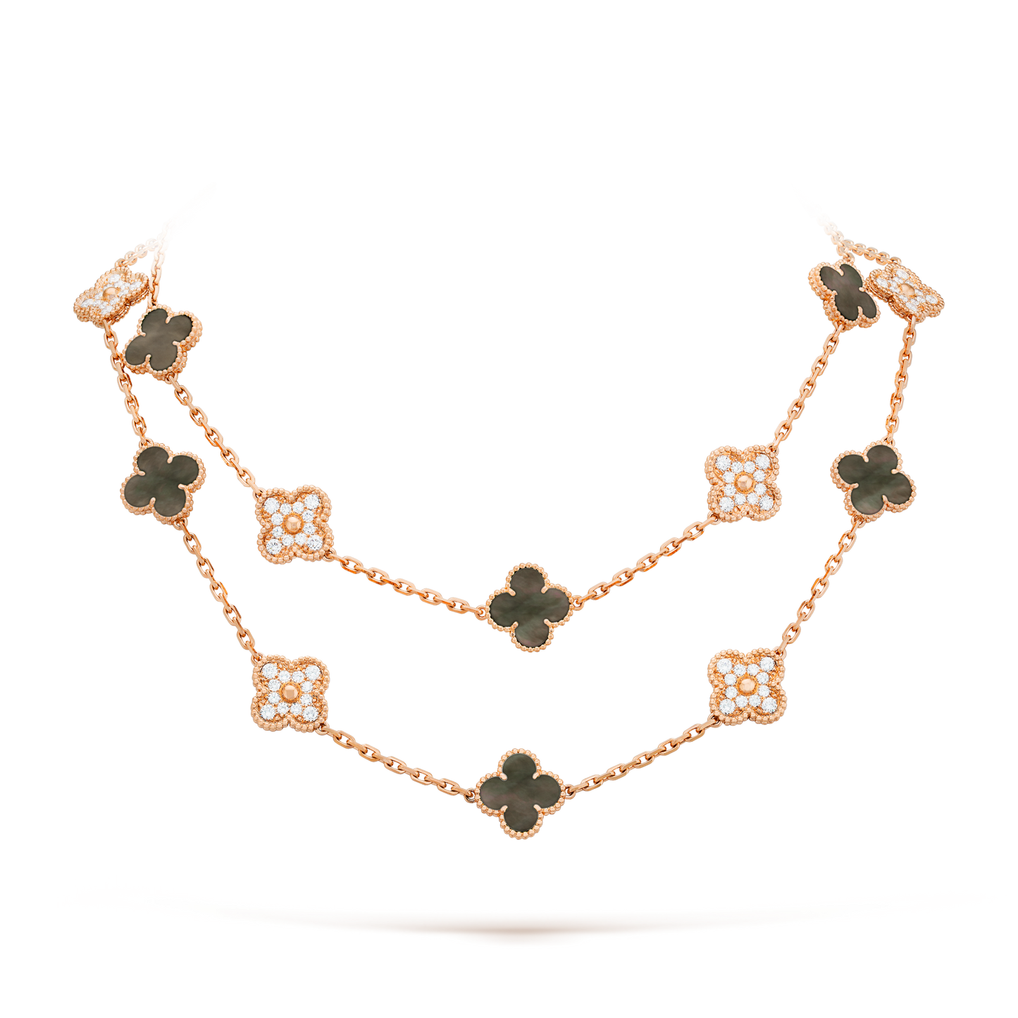 [GALE]CLOVER 20 MOTIFS DARK MOP DIAMOND NECKLACE
