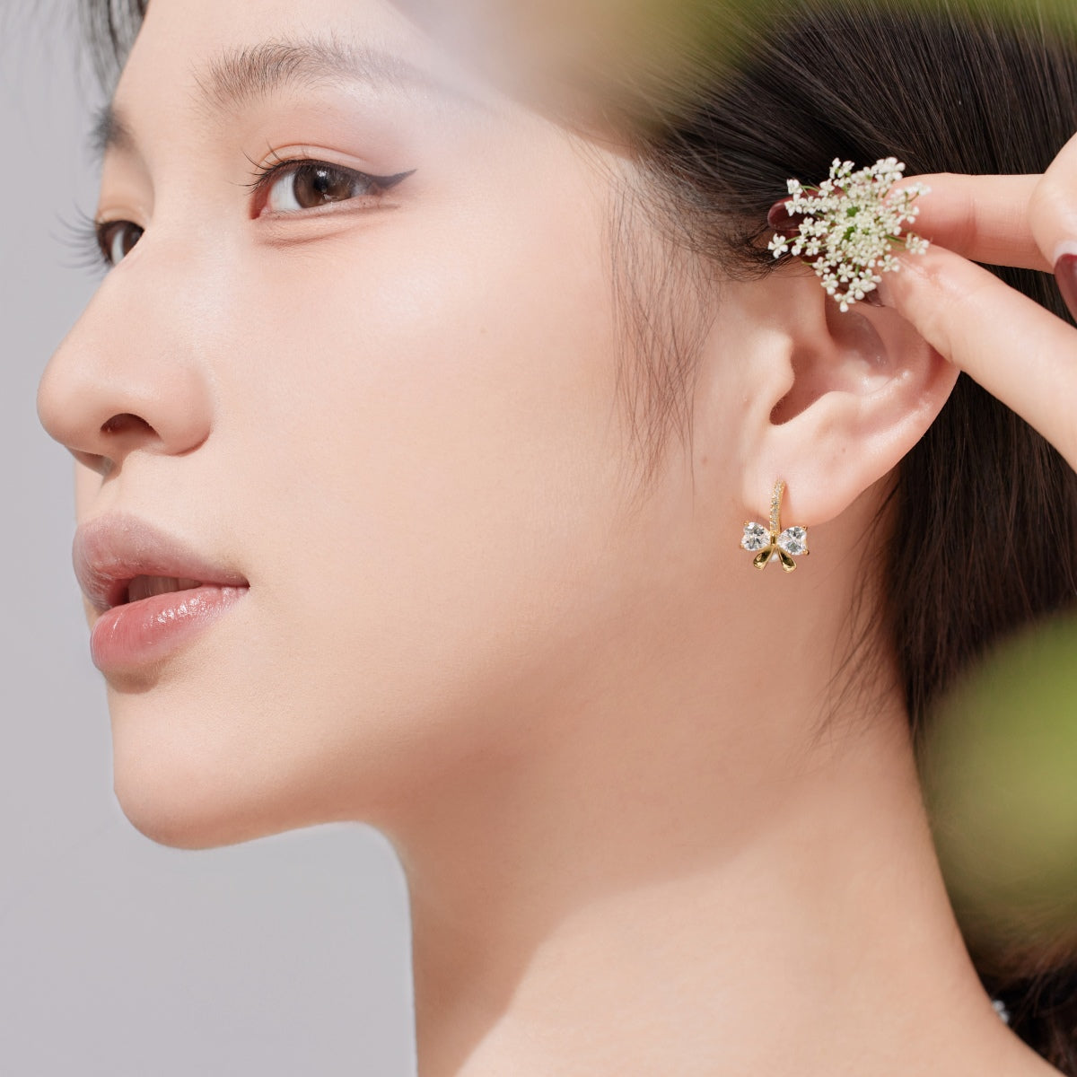[GALE]Exquisite Earrings With Heart-Shaped Bow Design