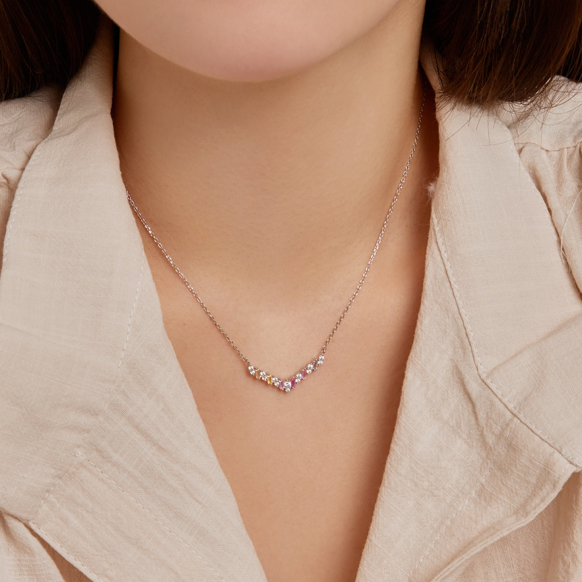 [GALE]Dazzling Rainbow Necklace