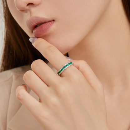 [GALE]Delicate Colorful Round Cut Daily Ring