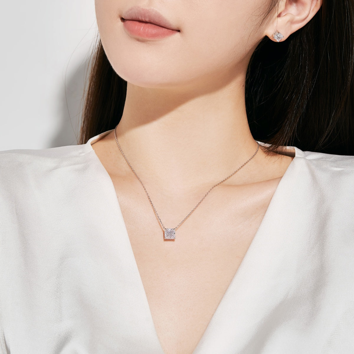 [GALE]1.0 Carat Radiant Princess Cut Wedding Earrings