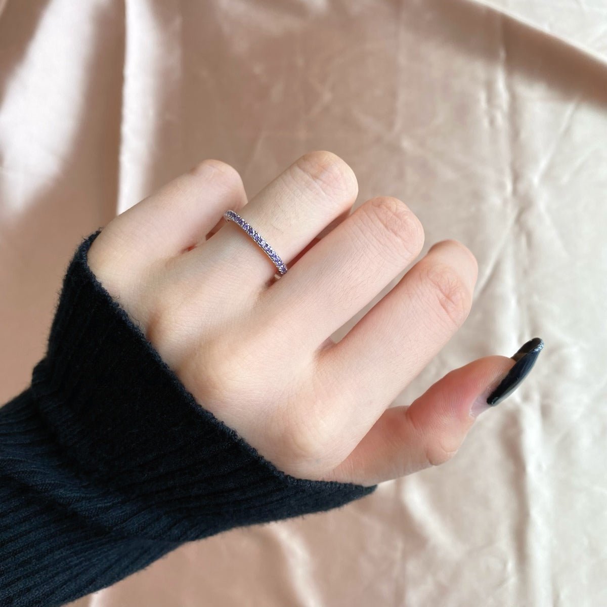 [GALE]Delicate Sparkling Round Cut Daily Ring