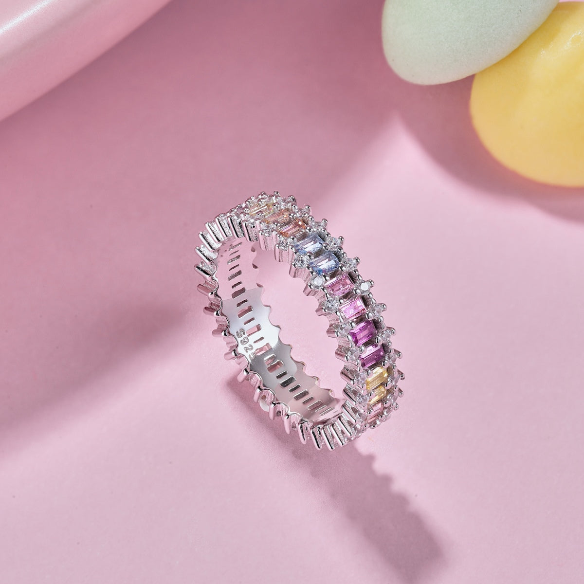 [GALE]Splashy Ornate Emerald Cut Cocktail Ring