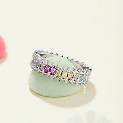 [GALE]Splashy Ornate Emerald Cut Cocktail Ring