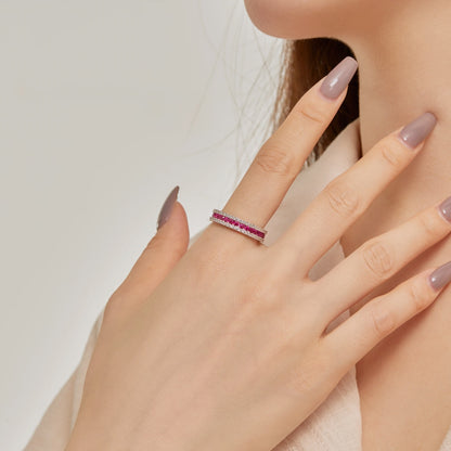 [GALE]Delicate Colorful Round Cut Daily Ring
