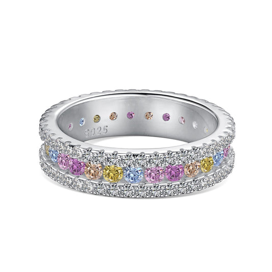 [GALE]Delicate Colorful Round Cut Daily Ring