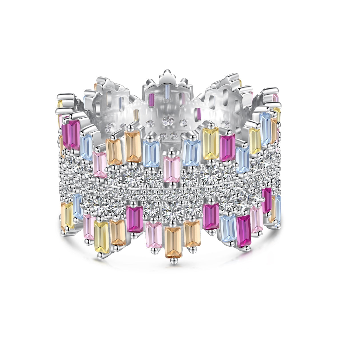 [GALE]Luxurious Colorful Radiant Cut Daily Ring