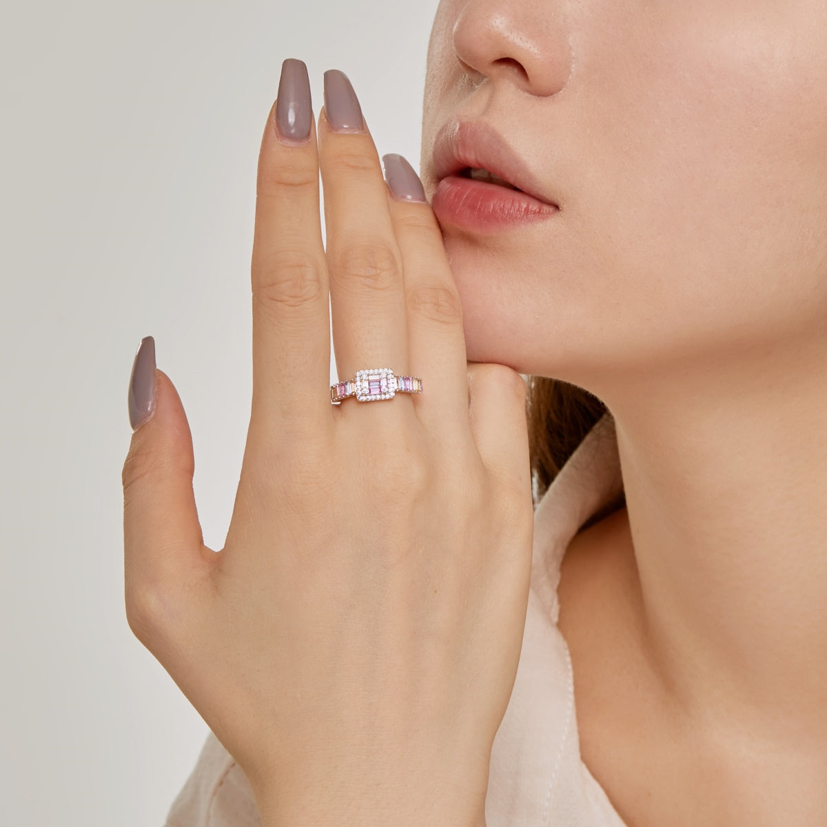 [GALE]Exquisite Colorful Radiant Cut Party Ring