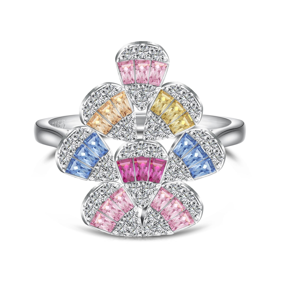 [GALE]Sparkling Colorful Water Drop Shape Daily Ring