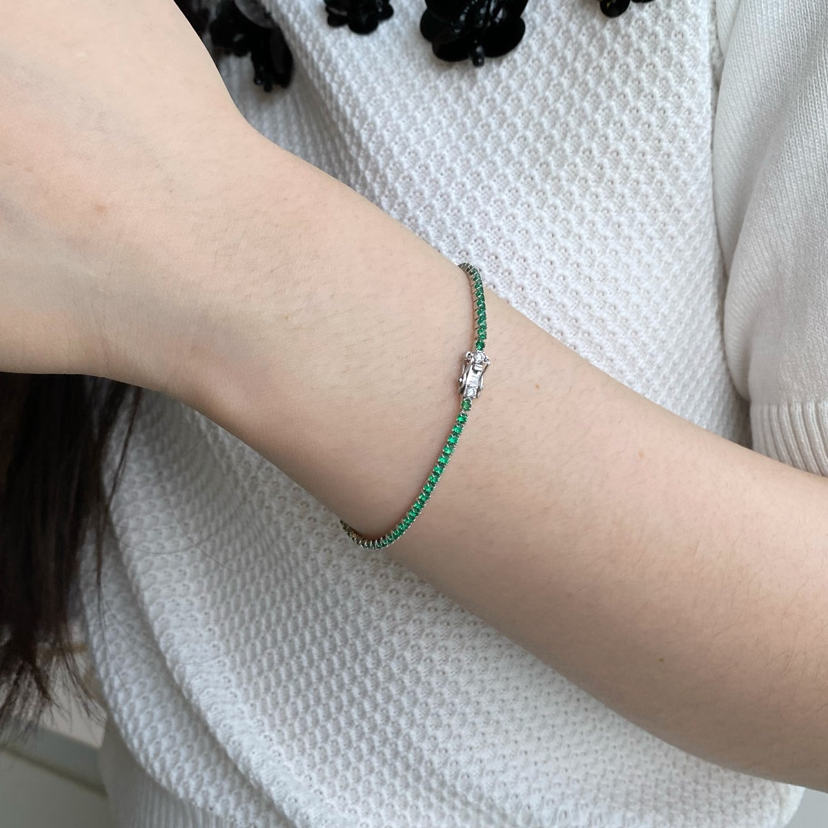 [GALE]Dazzling Colorful Round Cut Daily Bracelet