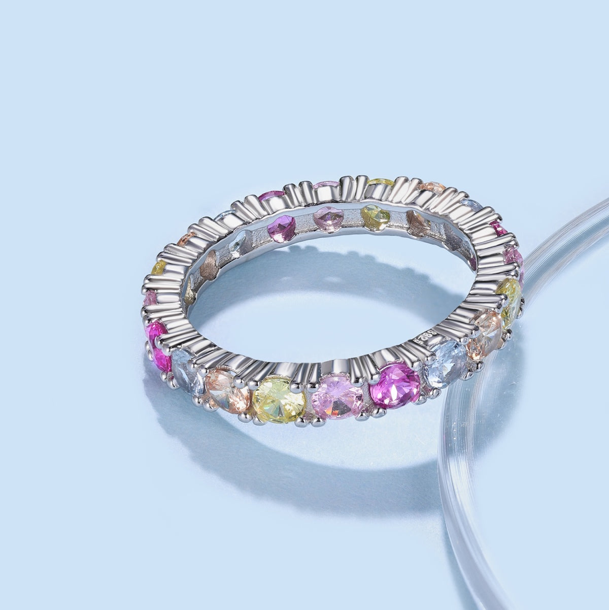 [GALE]Dazzling Lustrous Round Cut Tennis Ring