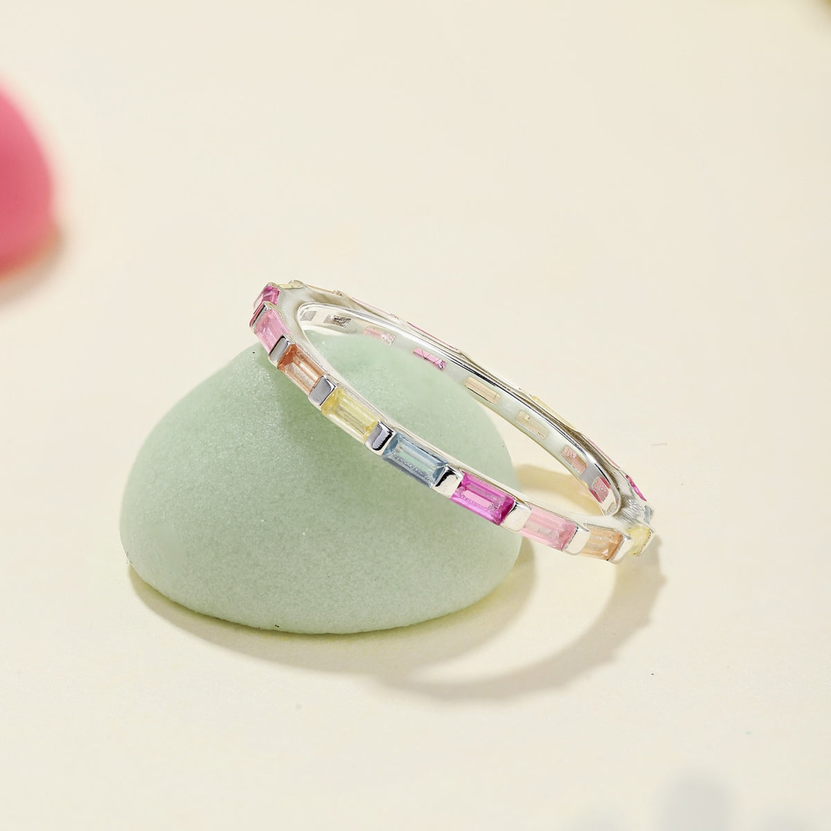 [GALE]Exquisite Multicolored Emerald Cut Daily Ring