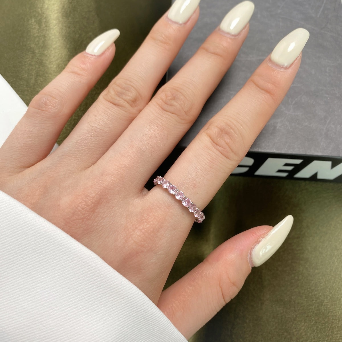 [GALE]Sparkling Round Cut Tennis Ring