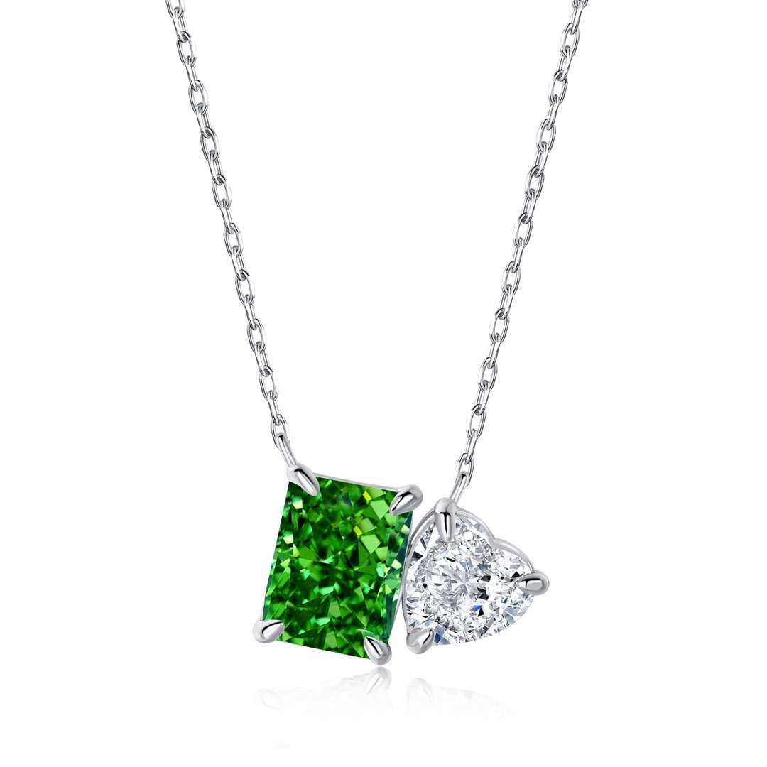 [GALE]Dazzling Square & Heart Shape Necklace