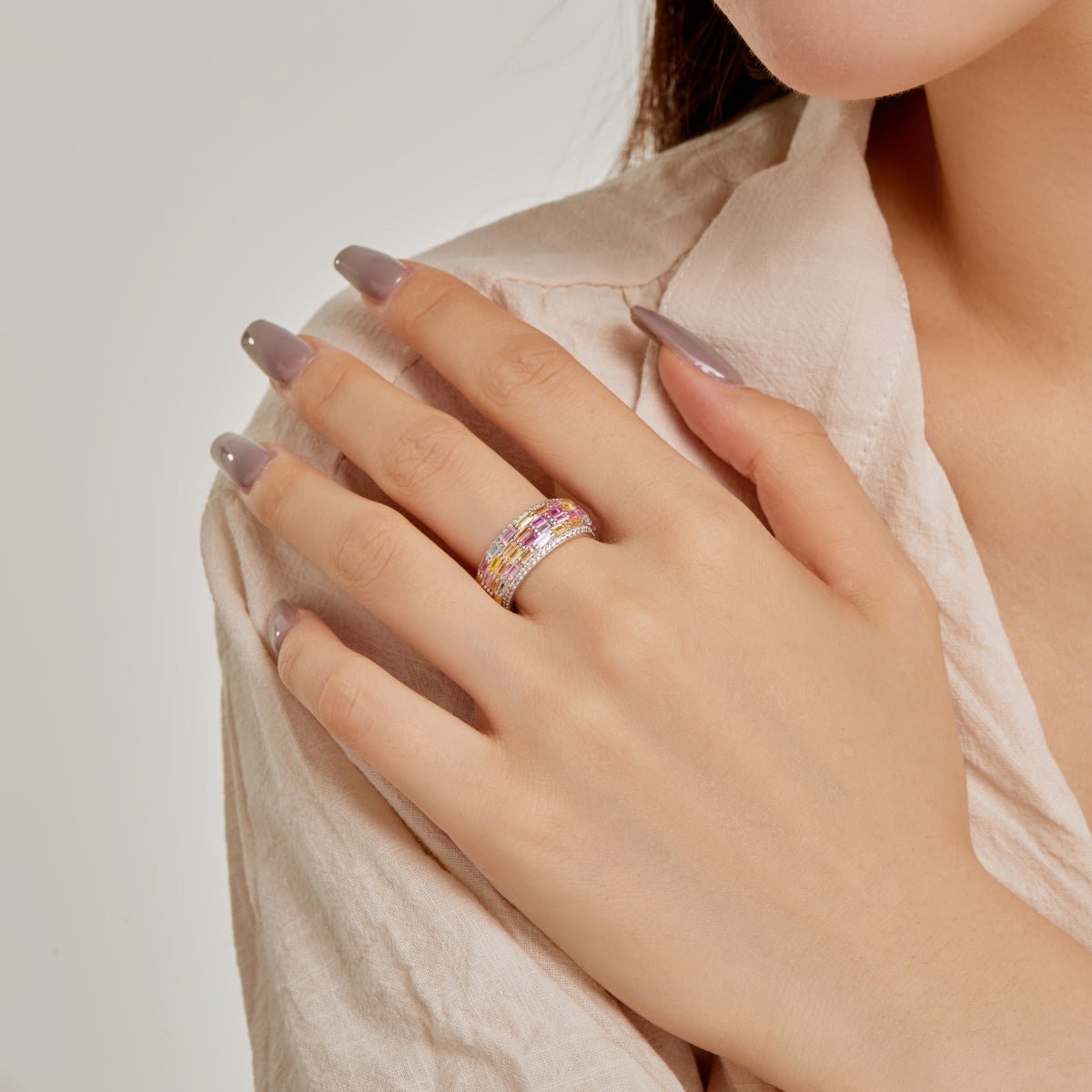[GALE]Radiant Colorful Radiant Cut Daily Ring