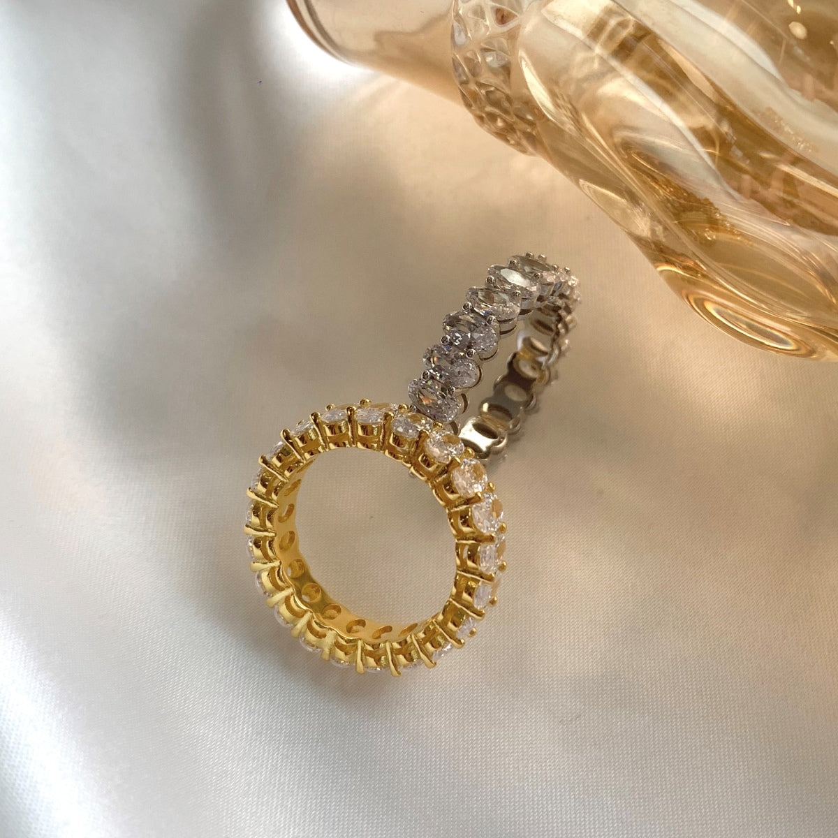 [GALE]Ornate Oval Cut Tennis Ring