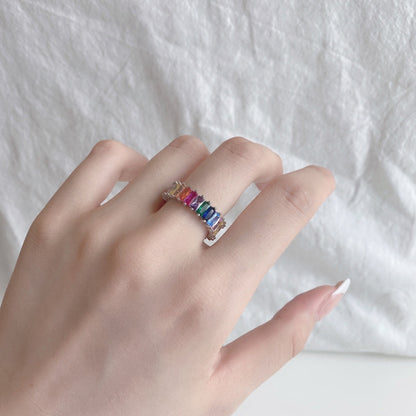 [GALE]Unique Colorful Radiant Cut RIng