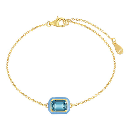[GALE]2.0 Carat Sparkling Colorful Emerald Cut Daily Bracelet
