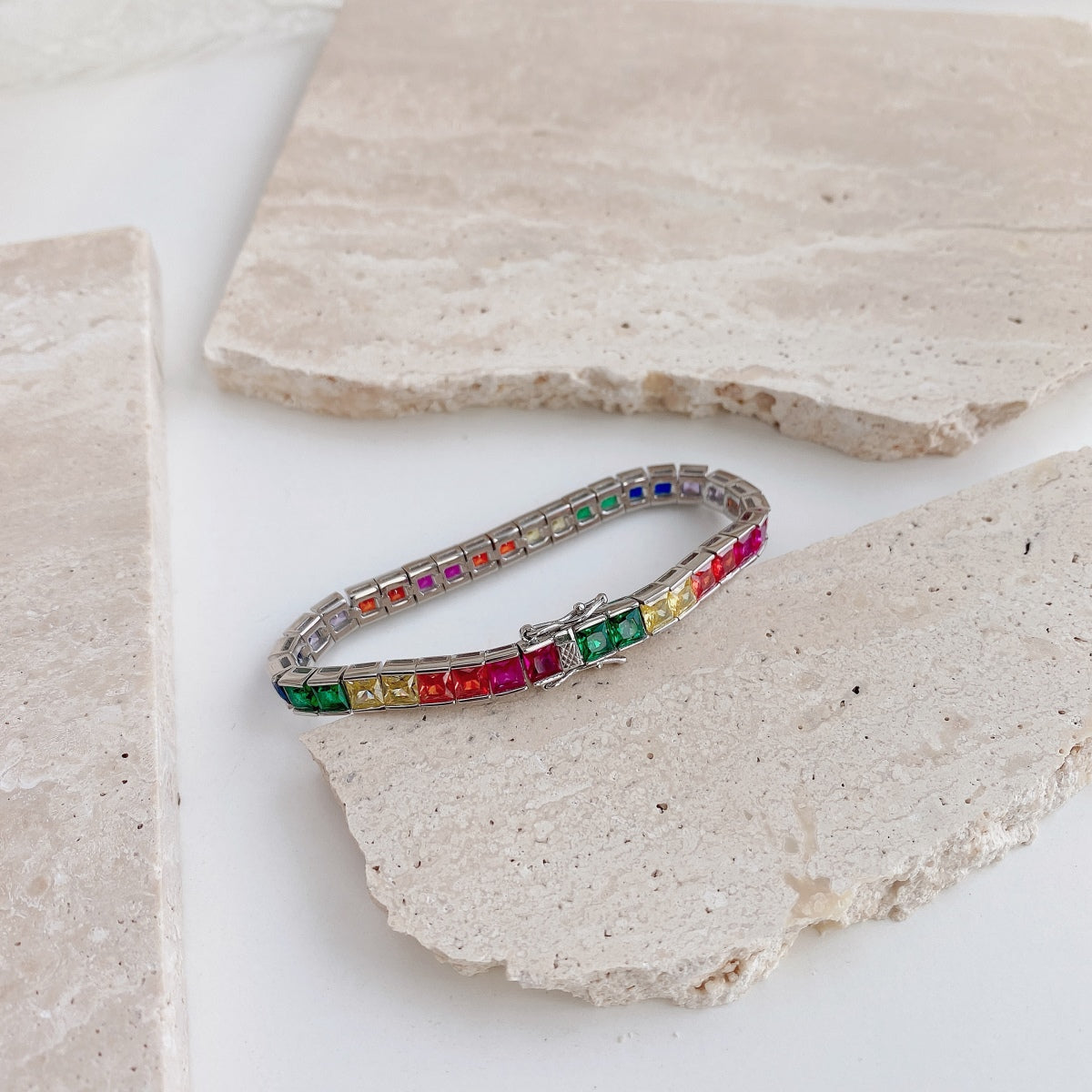 [GALE]Radiant Colorful Princess Cut Tennis Bracelet