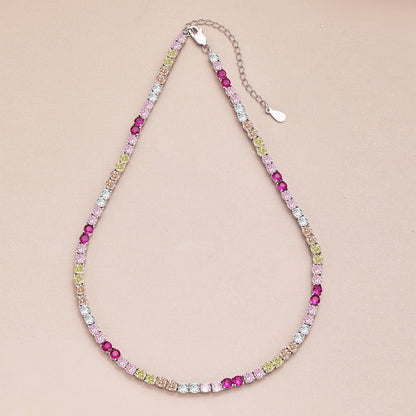 [GALE]Delicate Colorful Tennis Necklace