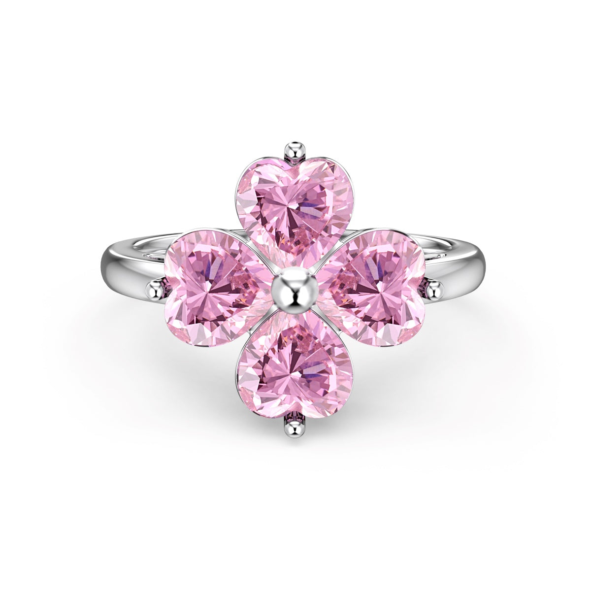 [GALE]Heart-shaped Four-Leaf Clover Ball Ring