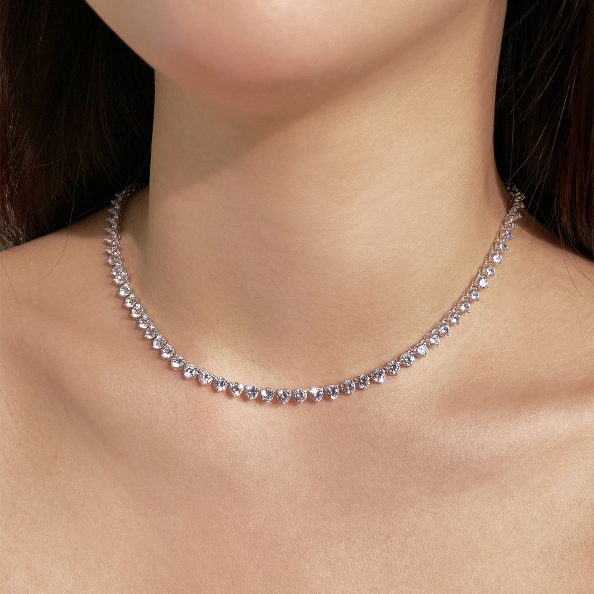 [GALE]Ornate Heart Cut Tennis Necklace