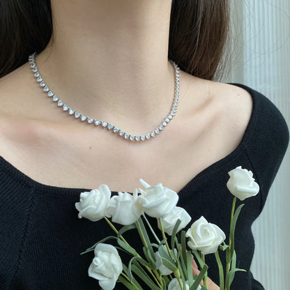 [GALE]Ornate Heart Cut Tennis Necklace
