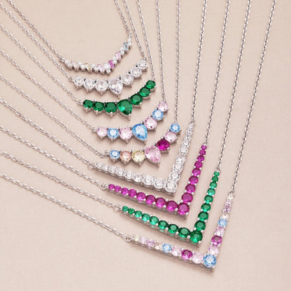 [GALE]Dainty Colorful Heart Necklace