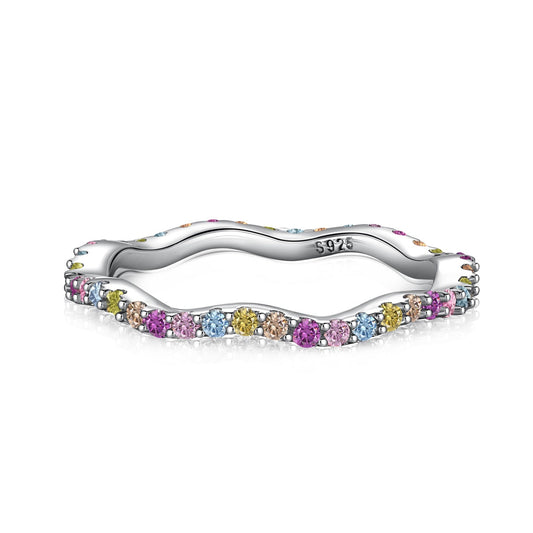 [GALE]Dainty Colorful Round Cut Party Ring