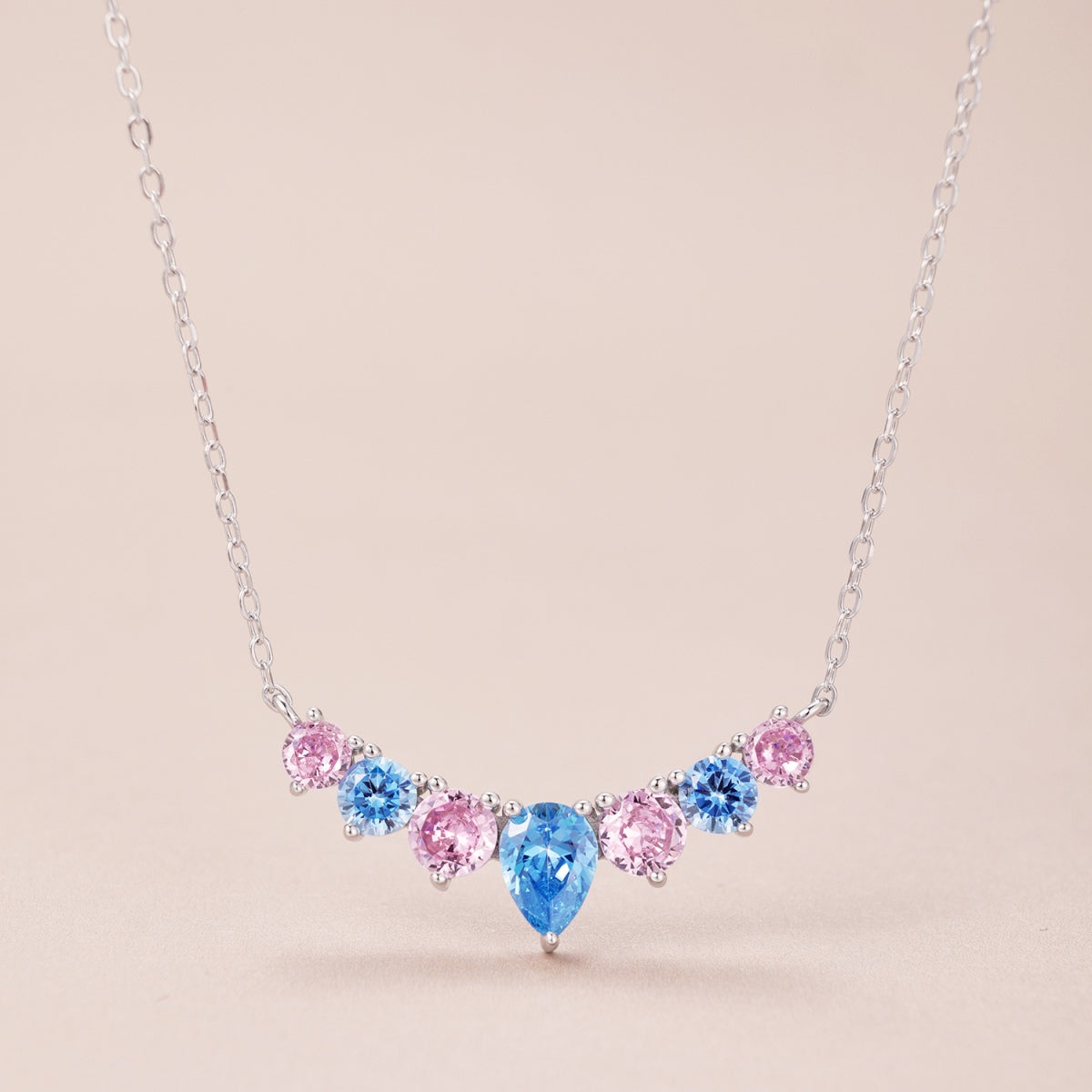 [GALE]Dainty Colorful Heart Necklace