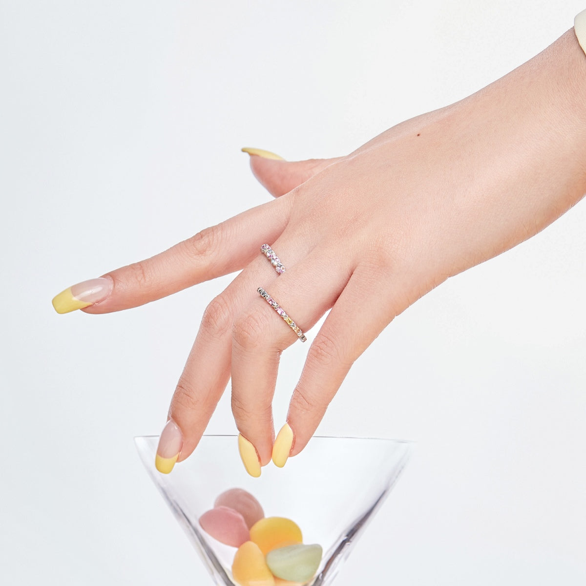 [GALE]Charming Colorful Round Cut Daily Ring