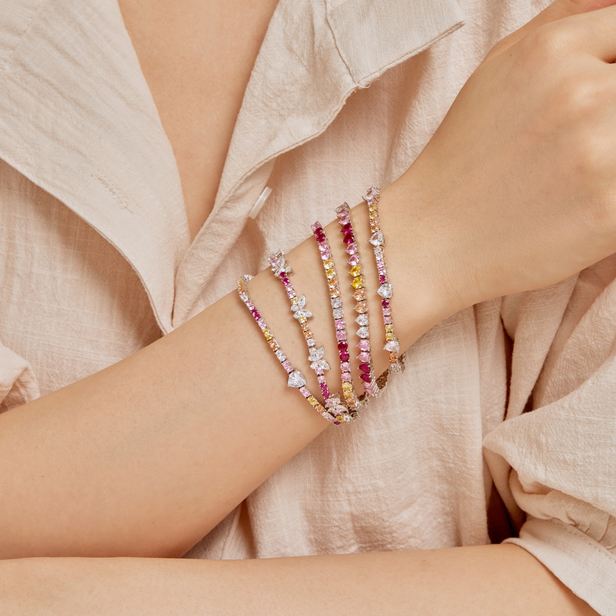 [GALE]Romantic Heart Shape Round Cut Lover Bracelet