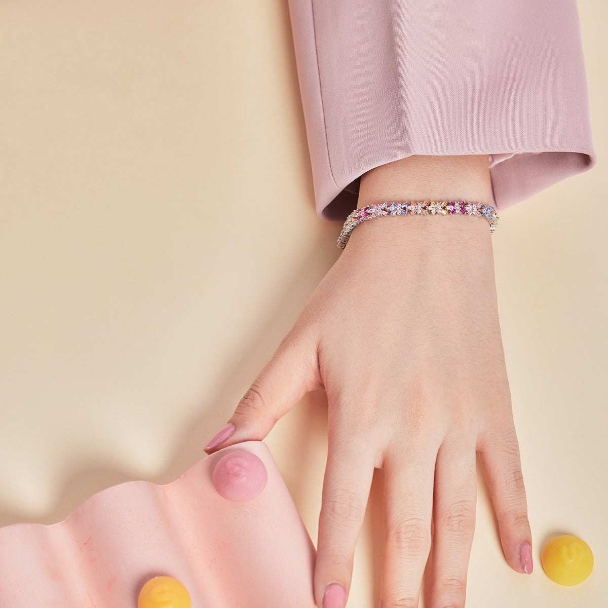 [GALE]Radiant Colorful Emerald Cut Party Bracelet
