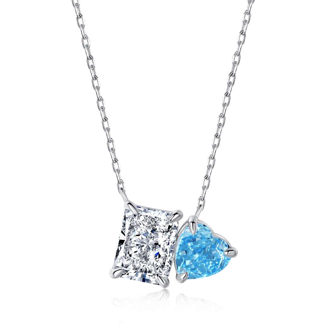 [GALE]Dazzling Square & Heart Shape Necklace