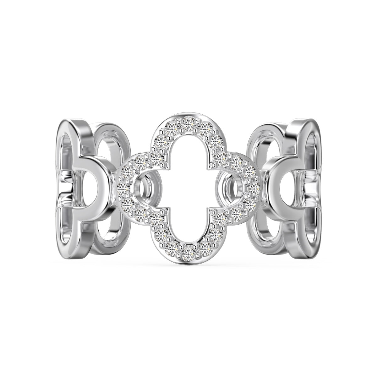 [GALE]Hollow Design Four-Leaf Clover Flower Shape Ring