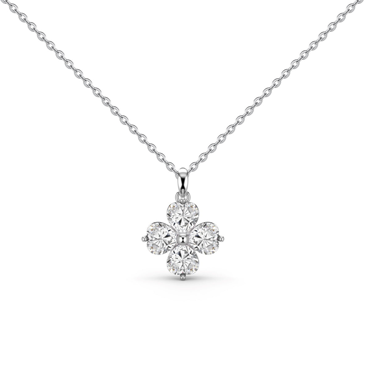 [GALE]Heart-Shaped Four-Leaf Clover Bead Necklace