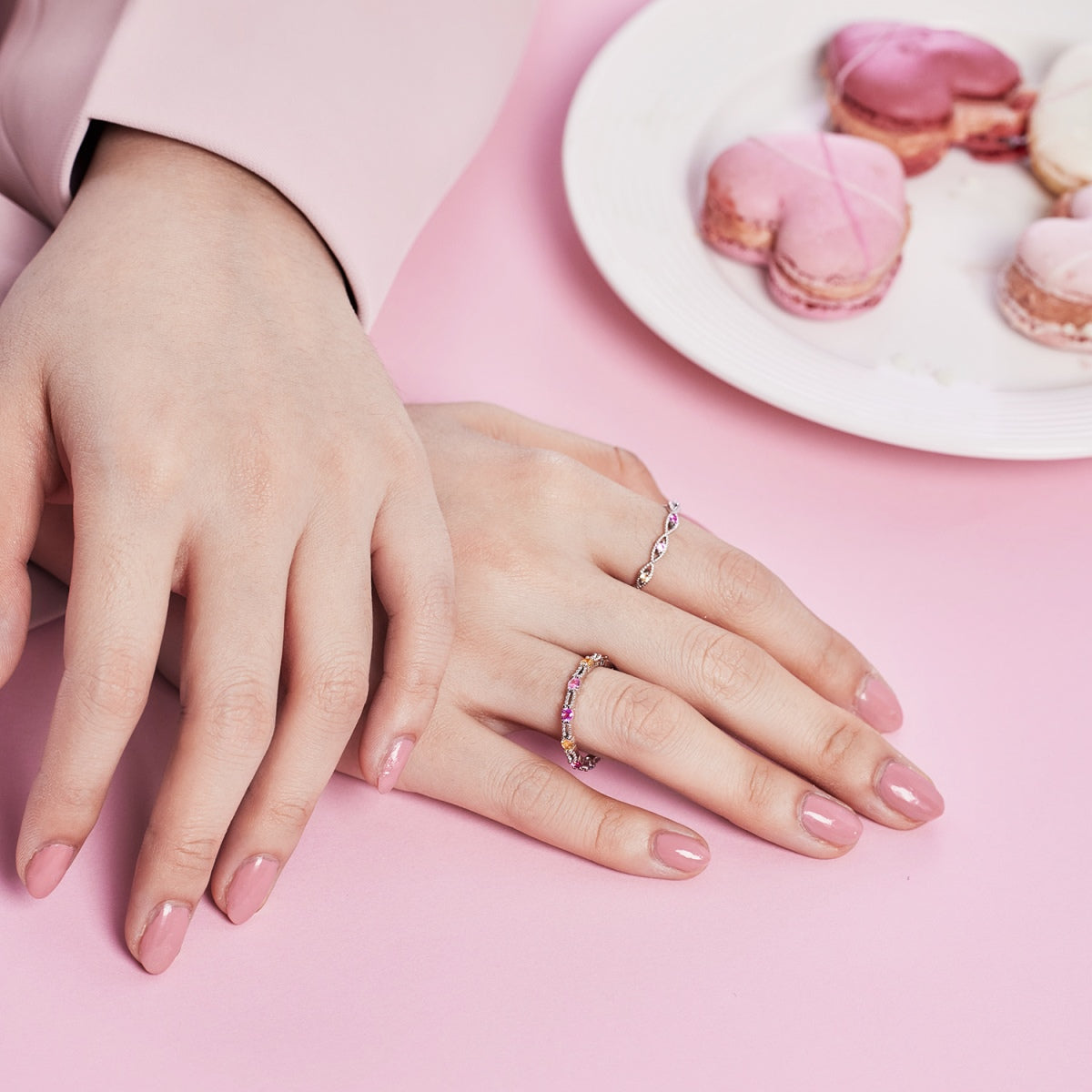 [GALE]Sparkling Colorful Round Cut Tennis Ring