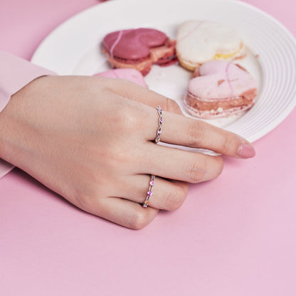 [GALE]Sparkling Colorful Round Cut Tennis Ring