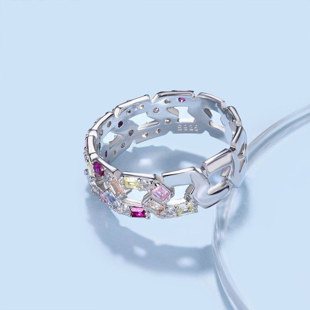 [GALE]Sparkling Vibrant Emerald Cut Daily Ring