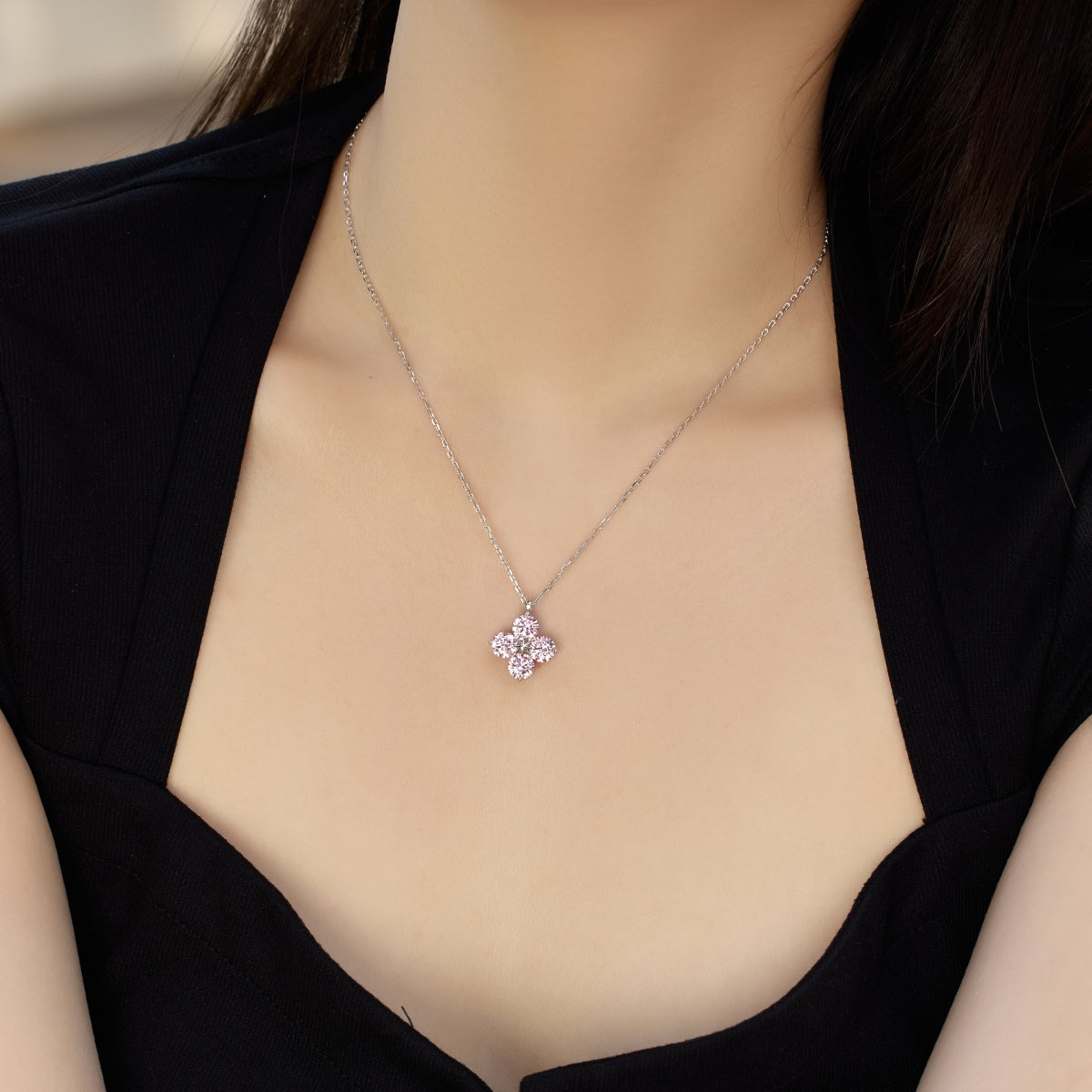 [GALE]Four-Leaf Clover And Eight-Pointed Star Necklace