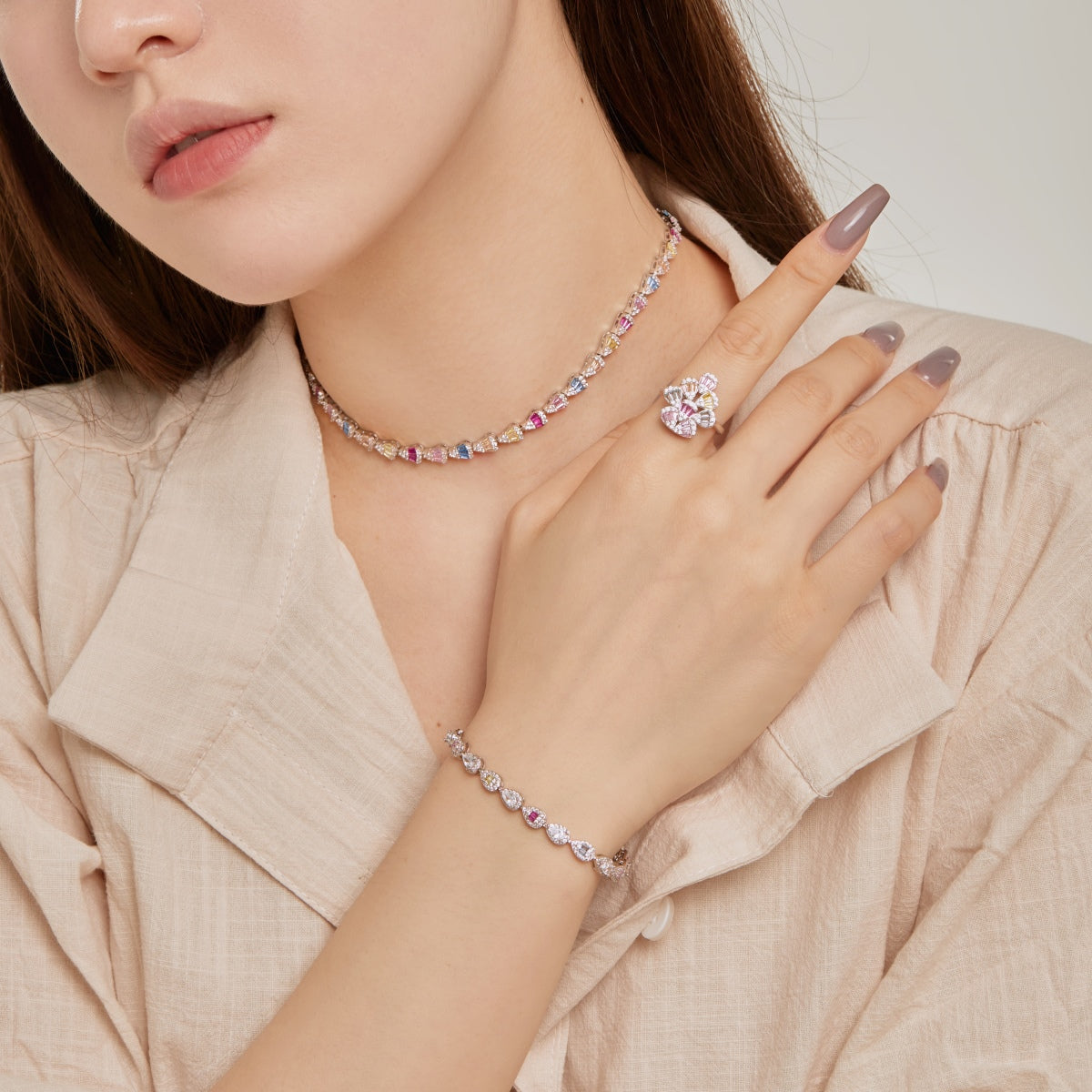 [GALE]0.25 Carat Radiant Water Drop Shape Daily Bracelet