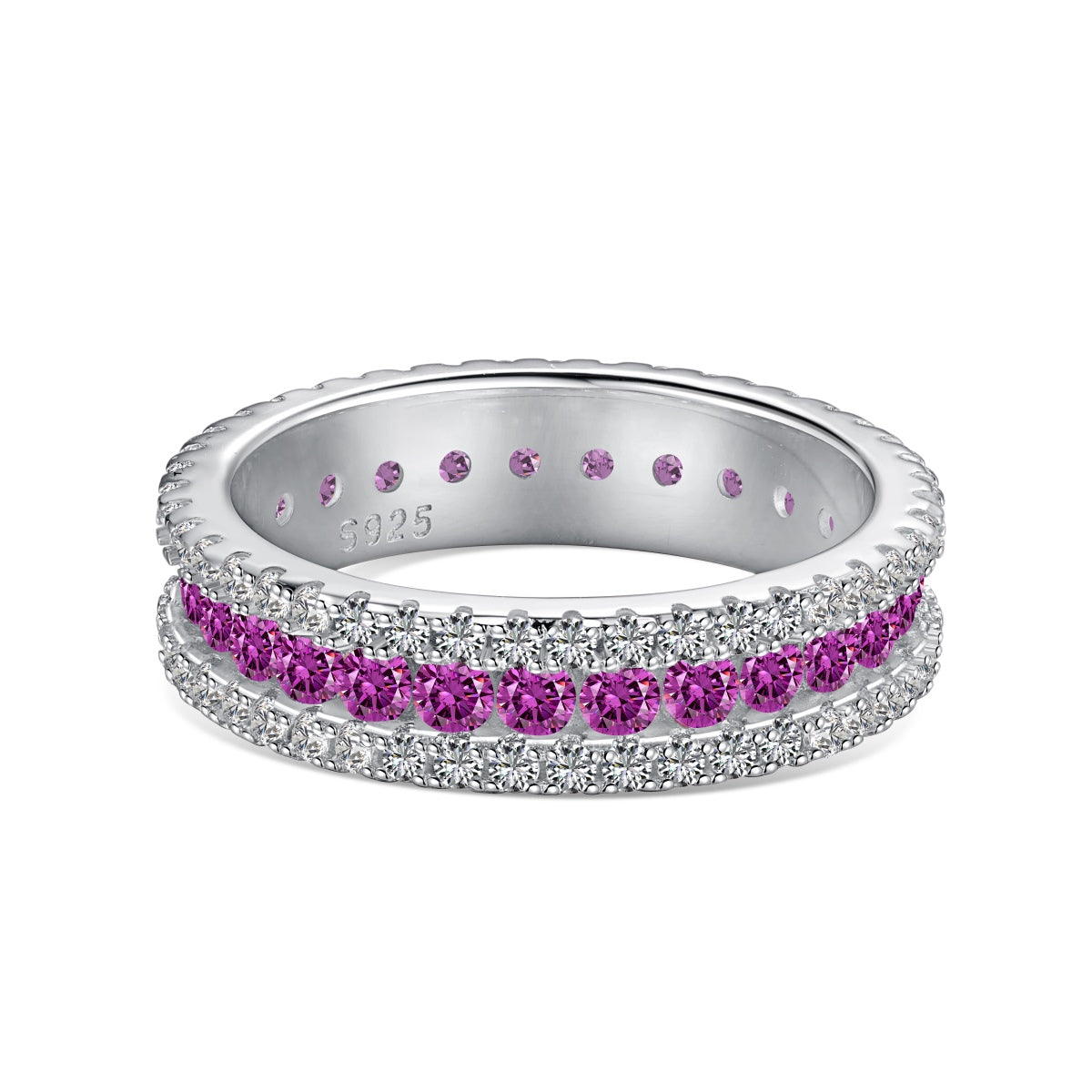 [GALE]Delicate Colorful Round Cut Daily Ring