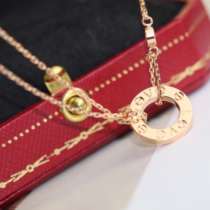 [GALE] Liebeskette, verstellbar, Roségold, 2 Diamanten 